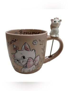 Disney Marie Large Pink Ceramic Cat Stirrer & Mug Bonjour